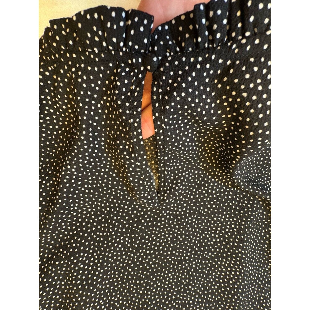 Maison d'Amelia Polkadot Blouse Long Sleeves Silky Ivory Black Dots Medium - Picture 7 of 8
